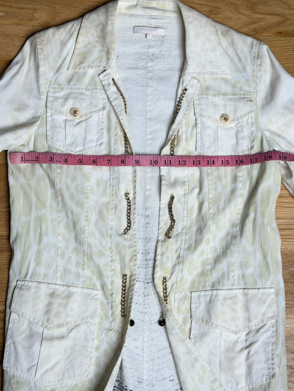 Roberto Cavalli Vintage Y2K Leopard Chain Trim Safari Jacket Belted S - Picture 12 of 15